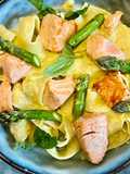 Papardelle au saumon et crème d’asperges