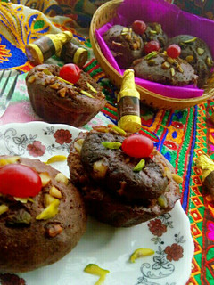 A picture of Steamed Dry fruits Chocolate cup cake.