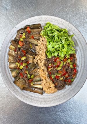 Hình của món Bò bằm đậu ớt cháy cà tím [Eat clean - Lose weight].