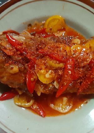 Foto resep Ikan kerapu goreng tepung siram saos asem pedes manis