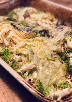 A picture of Baked Romanesco and Savoy cabbage.