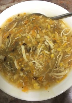 Hình của món Soup gà nấm ngô non.
