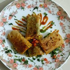 Leftover paneer bhurji kathi roll A picture of Leftover paneer bhurji kathi roll.