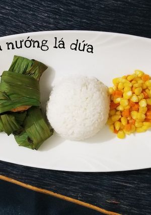 Hình của món Chả gà rau củ nướng lá dứa.