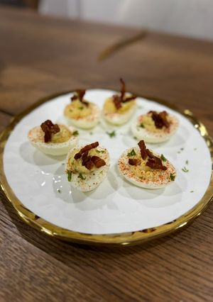 A picture of Deviled Eggs with Crispy Pancetta.