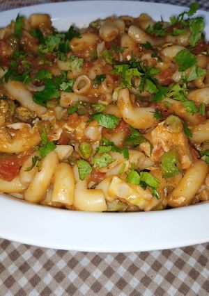 A picture of Vegetable Tomato Chicken Macaroni.