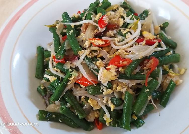 Cara mudah mengolah Tumis kacang panjang telur pedas, Bisa Manjain Lidah
