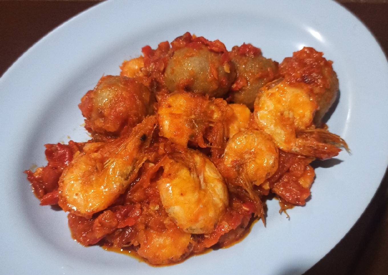 51. Balado Udang Bakso