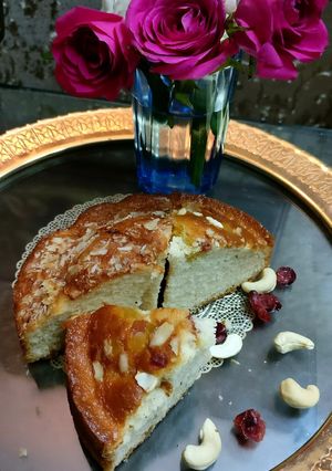 A picture of Cranberry vanilla sponge (eggless).