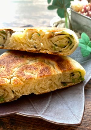 A picture of Onion Bread (How to make super easy thinnest dough no-rolling pin).