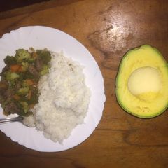 A picture of Broccoli and french beans beef stew.