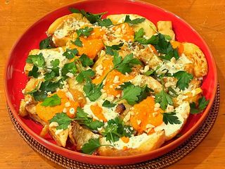Slow roasted celeriac with Gorgonzola cream