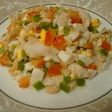 Ensalada de merluza con pimiento, tomate y huevo