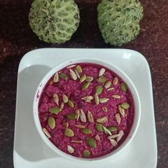 A picture of Custard apple Beetroot basundi.