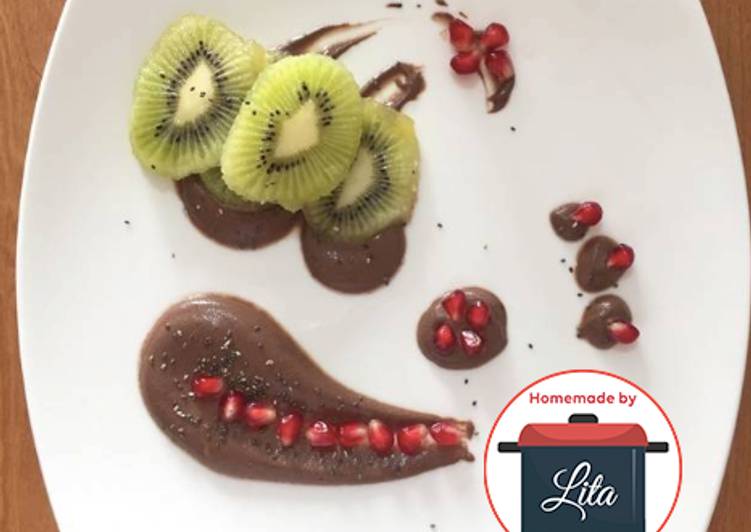 Cara membuat Yogurt dark choco kiwi chia delima (pomegranate) #homemadebylita mantap