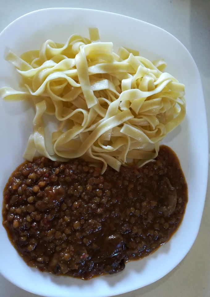 Una foto de Lentejas pardinas con champiñones