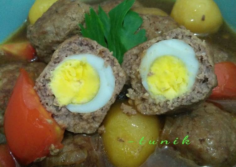 Resep 64. Semur Bola bola daging, telur puyuh Anti Gagal