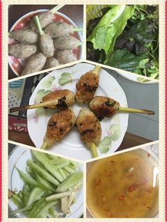 Hình của món Chạo tôm nướng mía/ sả.