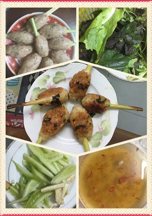 Hình của món Chạo tôm nướng mía/ sả.