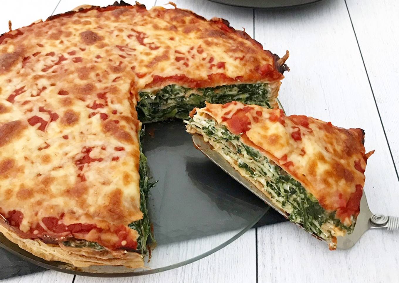 Gâteau de crêpes ricotta épinards