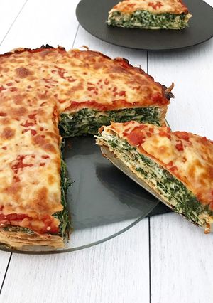 Une photo de Gâteau de crêpes ricotta épinards