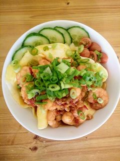 乾燒蝦仁滑蛋蓋飯 的食譜成品照片