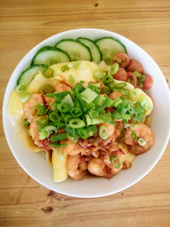 乾燒蝦仁滑蛋蓋飯 的食譜成品照片