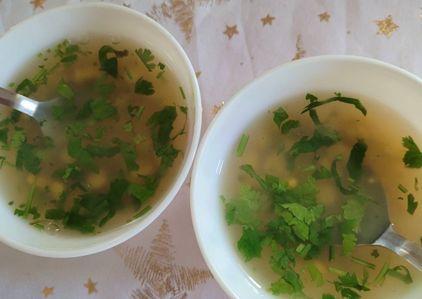 Crystal clear sweet corn soup