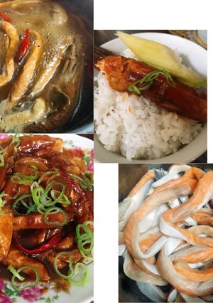 Hình của món Lườn cá hồi kho tương Miso Nhật.