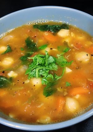 A picture of Moroccan Tomato Chickpea Soup.