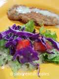 🍴🍗 Pechugas rebozadas con ensalada y aderezos de mostaza 🥗