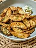 Potato wedges หม้อทอด เฟรนช์ฟรายชิ้นหนา จิ้มซอสซาวครีมหัวหอม
