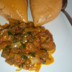 Moi moi & simple beef sauce A picture of Moi moi & simple beef sauce.