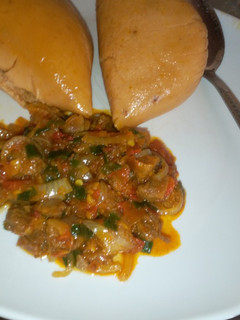 A picture of Moi moi & simple beef sauce.