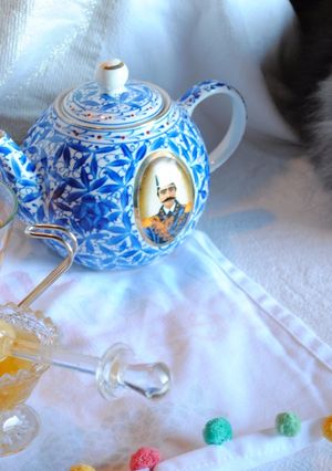 A picture of Black tea with orange peel and cinnamon.