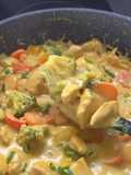 Frango delicioso com Molho de Caril eLegumes