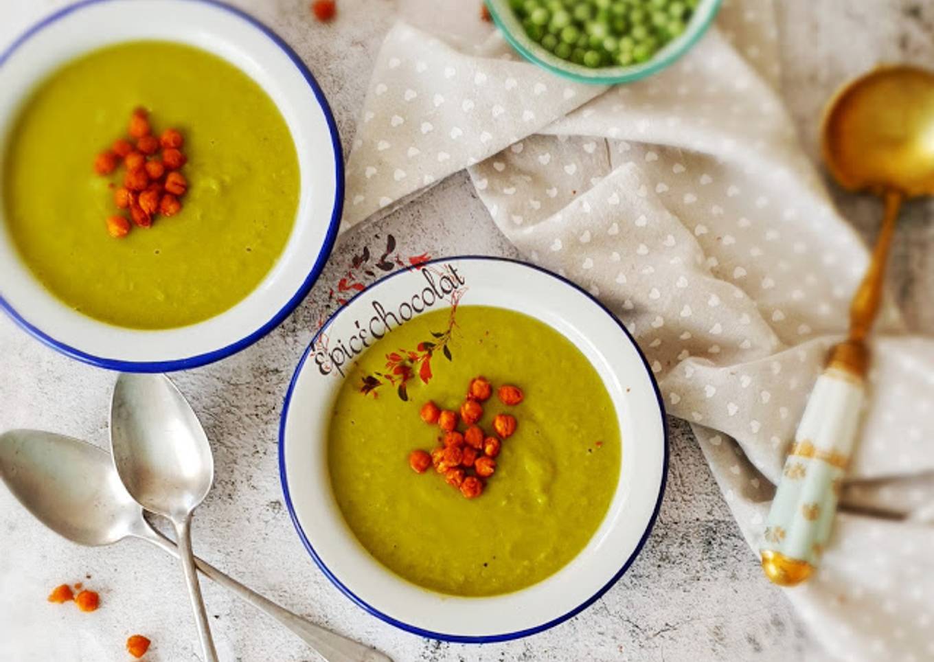 Veloute poireaux petits pois