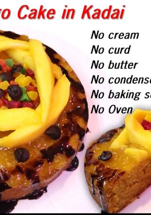 A picture of Eggless mango cake.