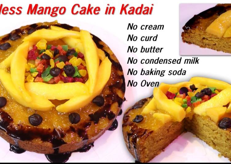 Eggless mango cake