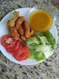 Dedos de pollo en salsa de mango y habanero