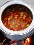 Desi Keema Alu on wood fire