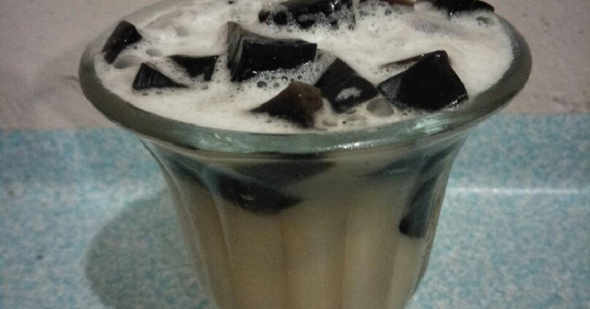 Resep Milk Tea Grass Jelly/teh tarik cincauhitam BikinRamadanBerkesan