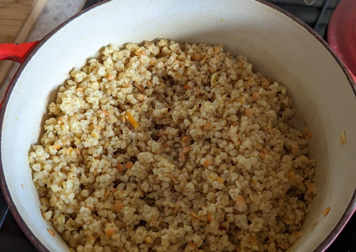 Spiced Bulgar Wheat with Red Lentils