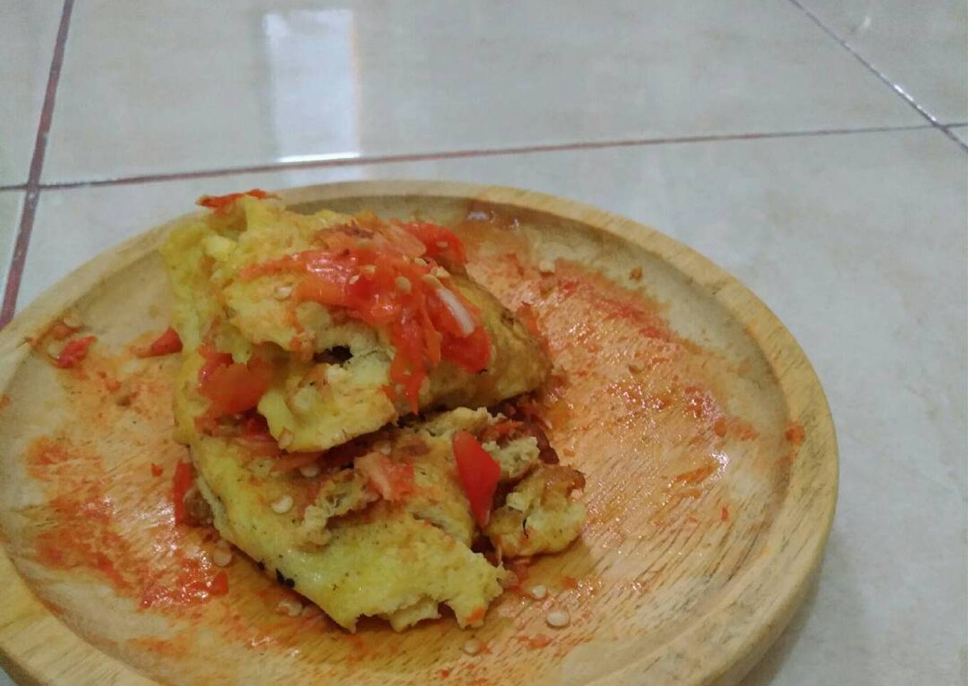 Telur dadar geprek