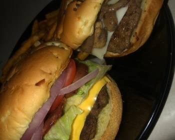 New Recipe French onion burgers mushroom  Swiss or fully loaded bacon burgers Delicious