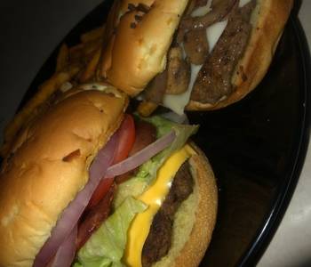 New Recipe French onion burgers mushroom  Swiss or fully loaded bacon burgers Yummy