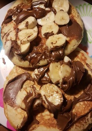 A picture of Banana Nutella Pancakes.