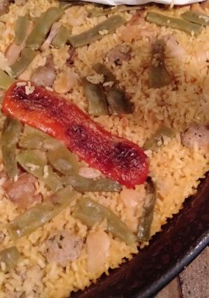 Una foto de Paella