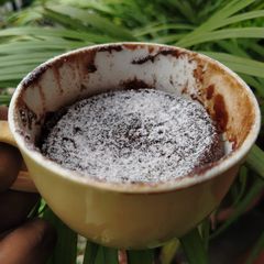 A picture of Nutella Mug Cake 2 Ingredients Recipe | One Minute Flourless Mug.