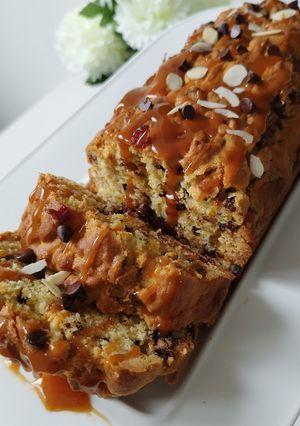 Une photo de Cake pépites de chocolat canneberges